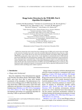 Bragg Scatter Detection by the WSR-88D. Part I: Algorithm Development