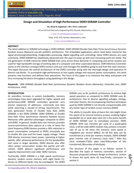 Design and Simulation of High Performance DDR3 SDRAM Controller