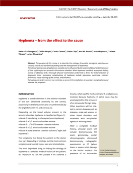 Hyphema – from the Effect to the Cause