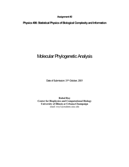Molecular Phylogenetic Analysis