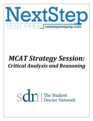 MCAT Strategy Session: Critical Analysis and Reasoning