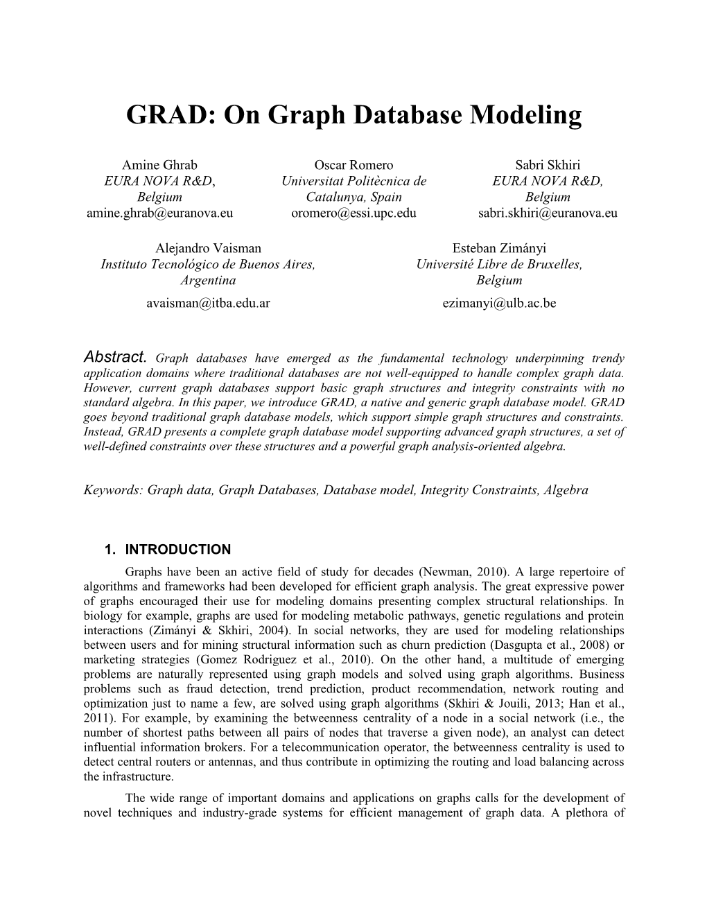 On Graph Database Modeling