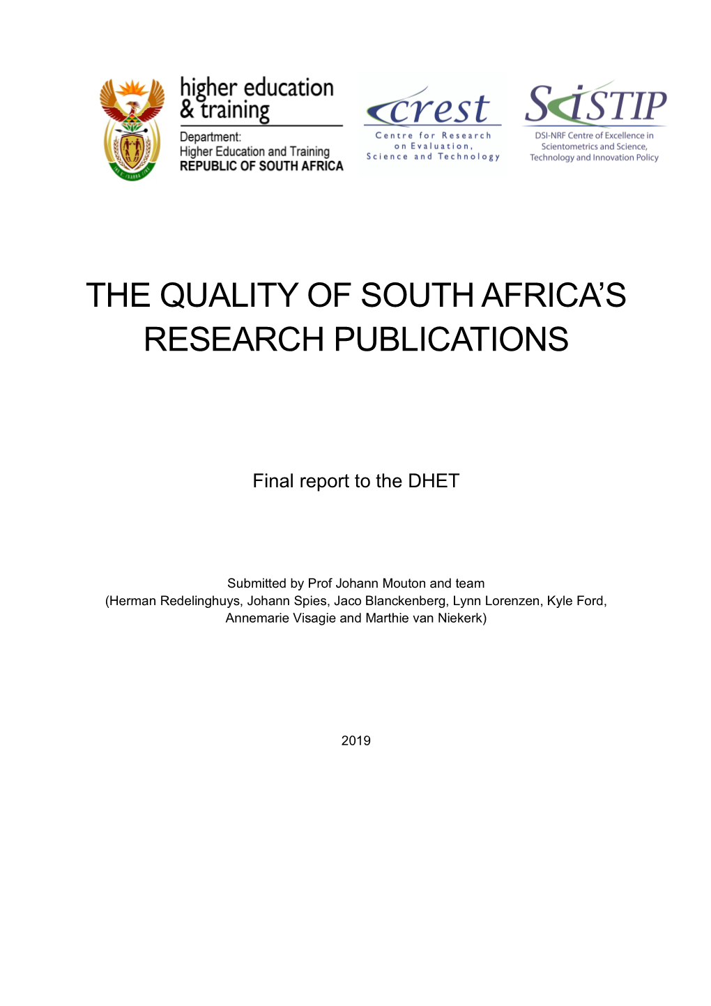 The Quality of South Africa's Research Publications