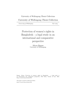 Protection of Women's Rights in Bangladesh