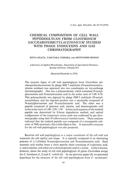 Chemical Composition of Cell Wall Peptidoglycan from Clostridium Saccharoperbutylacetonicum Studied with Phage Endolysins and Gas Chromatography