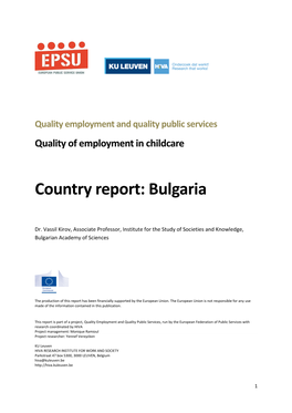 CHILDCARE Country Report BULGARIA