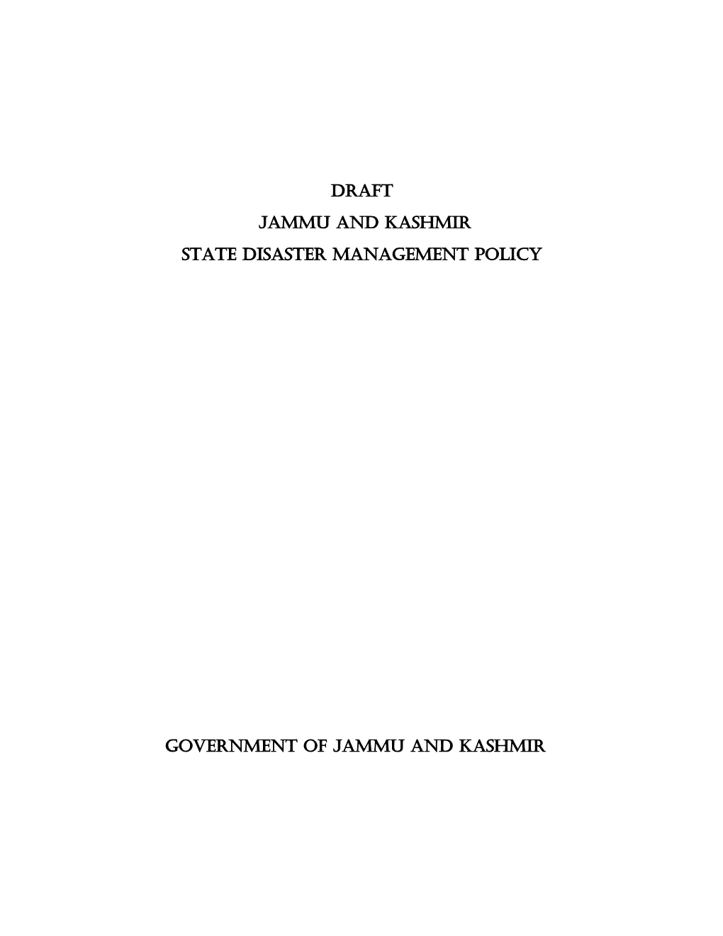 State Disaster Management Policy