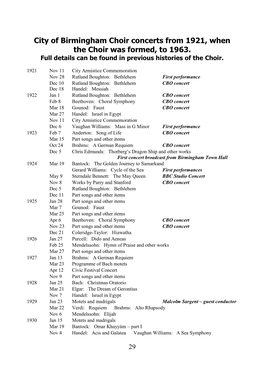 Concert List 1921-1963