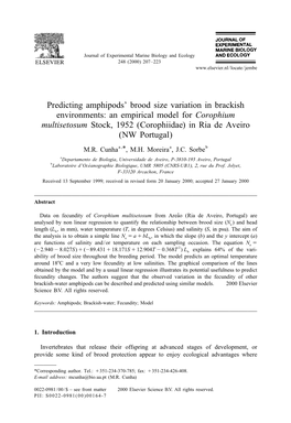 Predicting Amphipods' Brood Size Variation in Brackish Environments