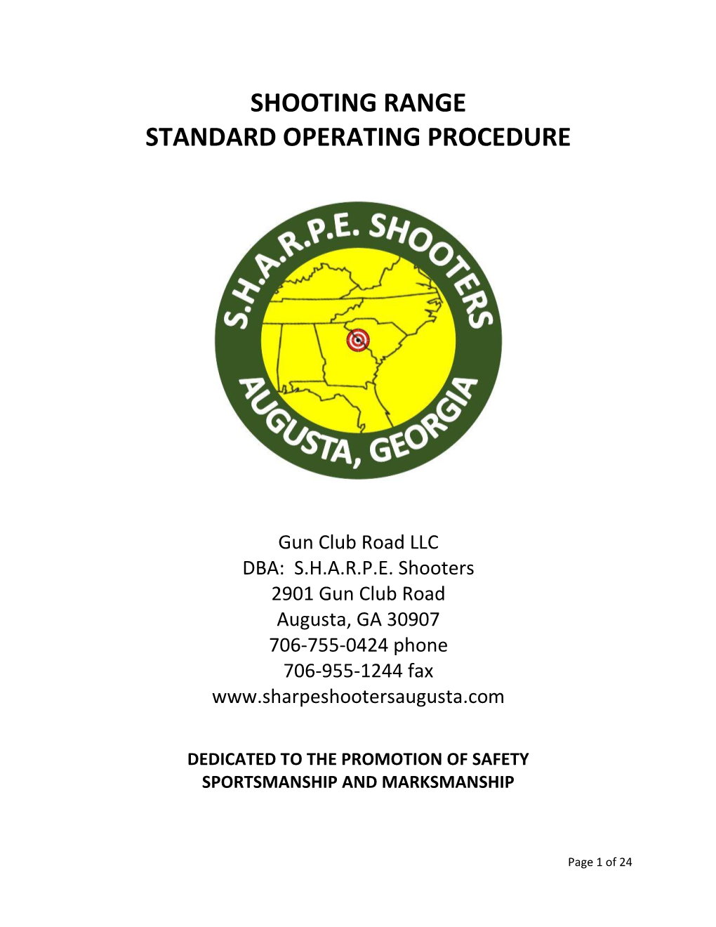 Shooting Range Standard Operating Procedure