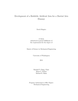 Development of a Biofidelic Artificial Arm for a Martial Arts Dummy