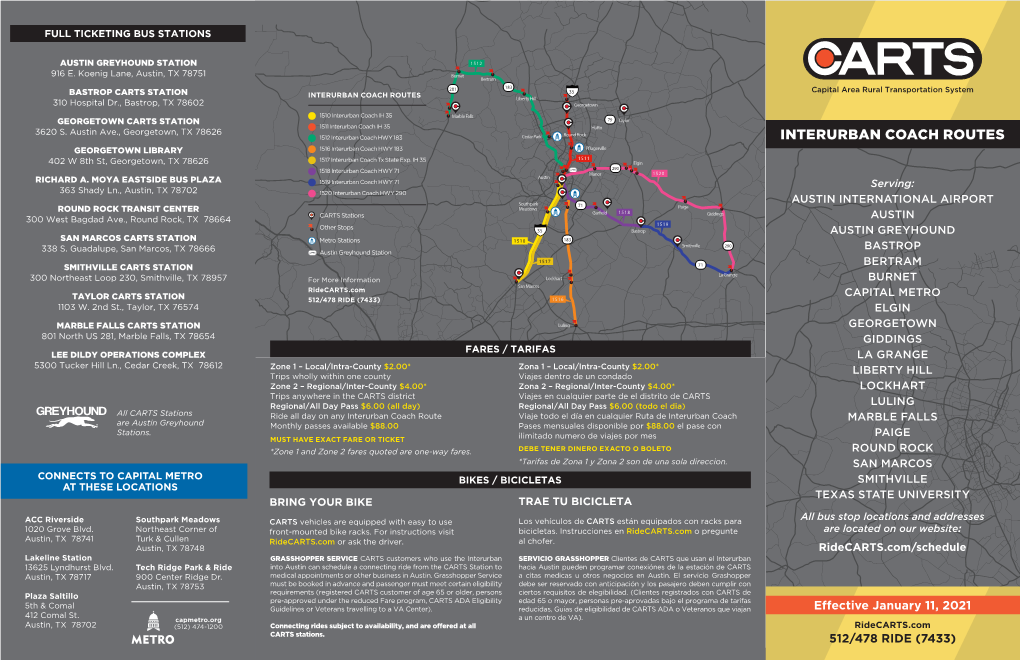 INTERURBAN COACH ROUTES 35 Liberty Hill 310 Hospital Dr., Bastrop, TX 78602 Georgetown