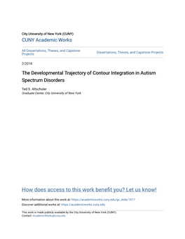 The Developmental Trajectory of Contour Integration in Autism Spectrum Disorders