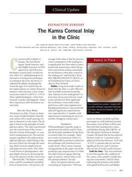 The Kamra Corneal Inlay in the Clinic