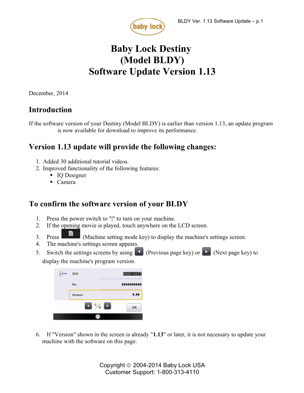 BLDY Software Update Version 1.13