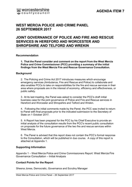 Agenda Item 7 West Mercia Police and Crime Panel 26