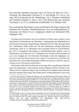 Das Eckenlied. Sämtliche Fassungen, Hrsg. Von Francis B. BRÉVART, Teil 1: Einleitung. Die Altbezeugten Versionen E1, E2 Und St