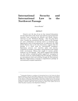 International Security and International Law in the Northwest Passage