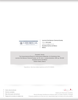 The Cosmochemical Record of Carbonaceous Meteorites: an Evolutionary Story Journal of the Mexican Chemical Society, Vol