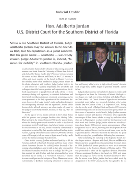 Hon. Adalberto Jordan U.S. District Court for the Southern District of Florida