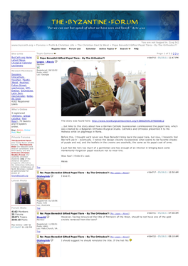 Pope Benedict Gifted Papal Tiara - by the Orthodox?! Register User Forum List Calendar Active Topics Search FAQ