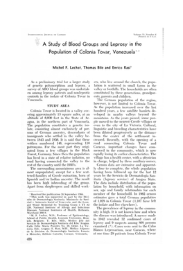 A Study of Blood Groups and Leprosy in the Population of Colonia Tovar