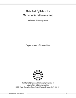 Detailed Syllabus for Master of Arts (Journalism)