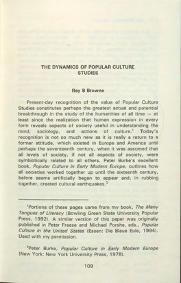 THE DYNAMICS of POPULAR CULTURE STUDIES Book, Popular