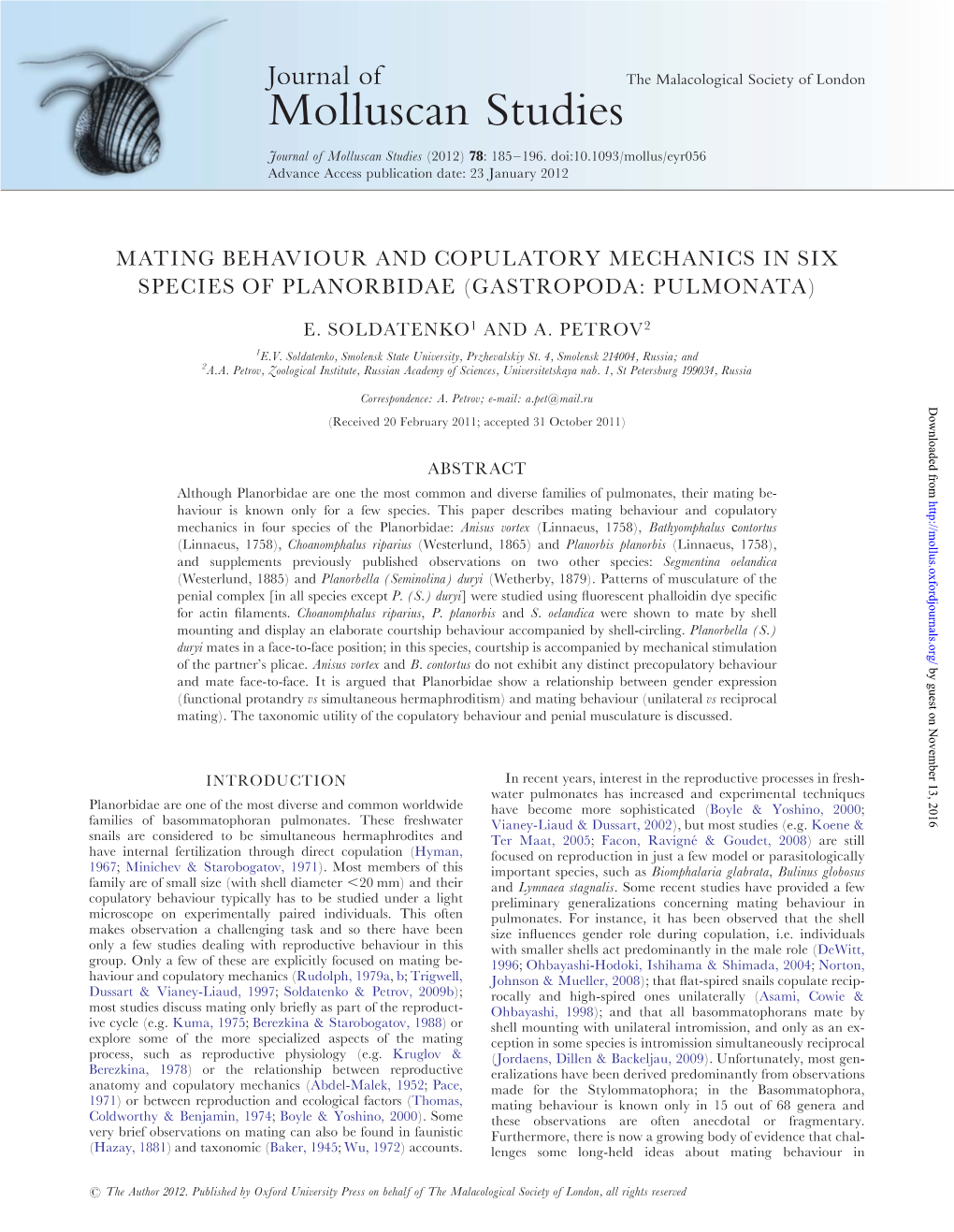 Molluscan Studies