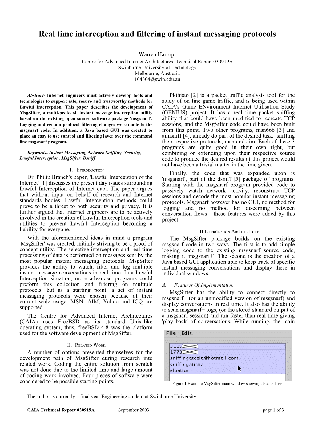 Real Time Interception and Filtering of Instant Messaging Protocols