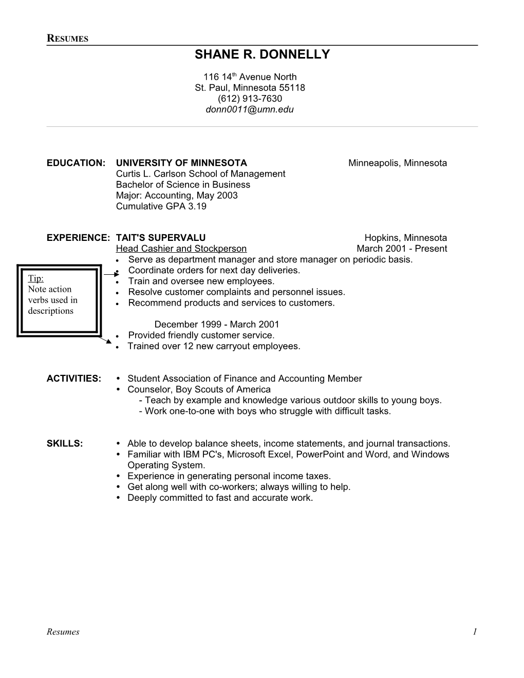 Resume Examples for Reference