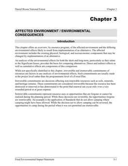 Final Environmental Impact Statement 3-1 Chapter 3 Daniel Boone National Forest