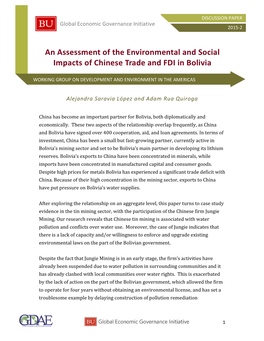 An Assessment of the Environmental and Social Impacts of Chinese Trade and FDI in Bolivia