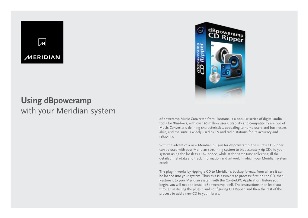 Using Dbpoweramp with Your Meridian System