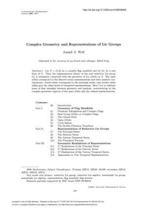 Complex Geometry and Representations of Lie Groups