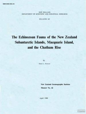 The Echinozoan Fauna of the New Zealand Subantarctic Islands, · Macquarie Island, and the Chatham Rise