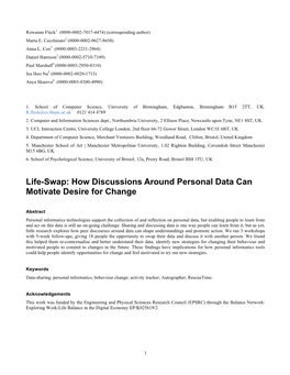 Life-Swap: How Discussions Around Personal Data Can Motivate Desire for Change
