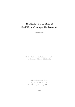 The Design and Analysis of Real-World Cryptographic Protocols