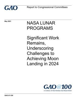 Gao-21-330, Nasa Lunar Programs