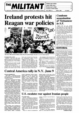 Ireland Protests Hit Reagan War Policies