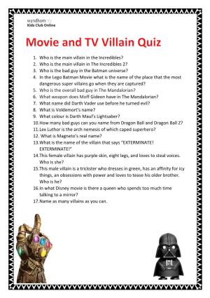 Movie and TV Villain Quiz