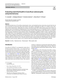 Evaluating Watershed Health in Costa Rican National Parks and Protected Areas