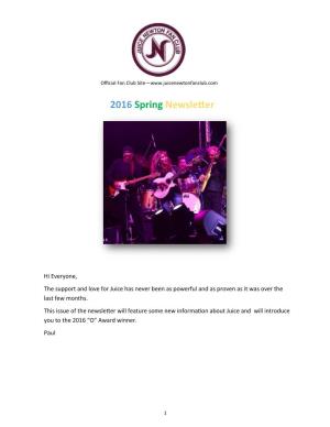 2016 Spring Newsletter