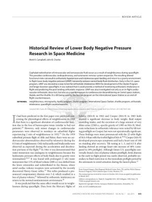 Historical Review of Lower Body Negative Pressure Research in Space Medicine