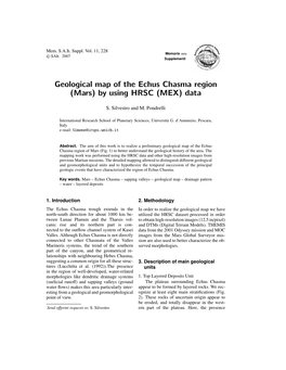 Geological Map of the Echus Chasma Region (Mars) by Using HRSC (MEX) Data