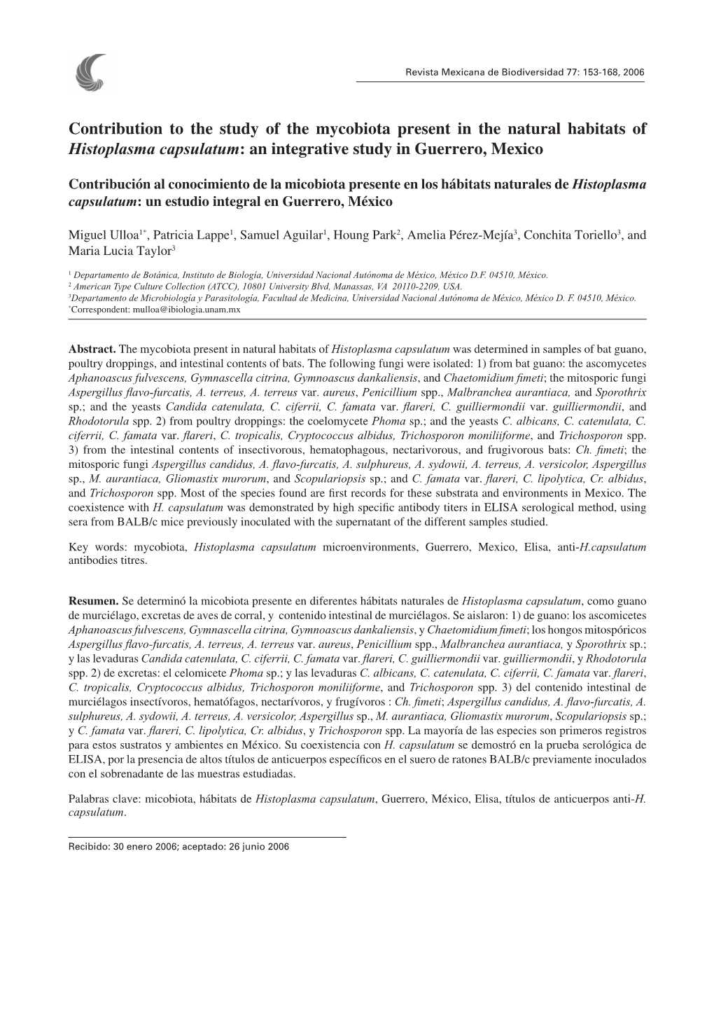 Contribution to the Study of the Mycobiota Present in the Natural Habitats of Histoplasma Capsulatum: an Integrative Study in Guerrero, Mexico