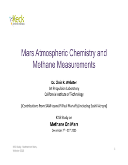 Mars Atmospheric Chemistry and Methane Measurements
