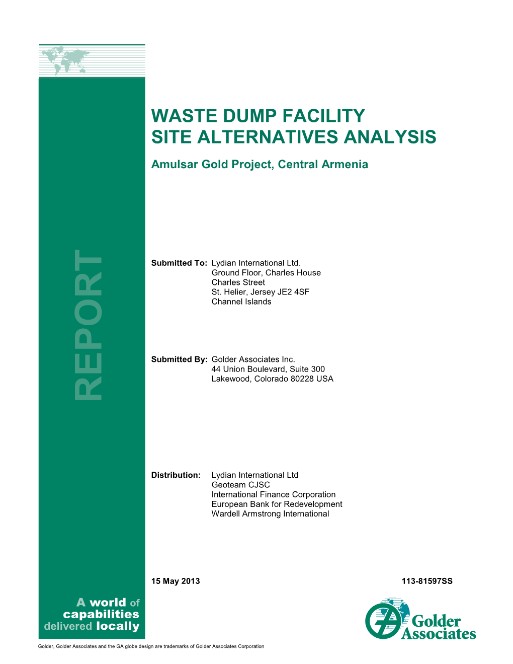 Waste Dump Facility Site Alternative Analysis