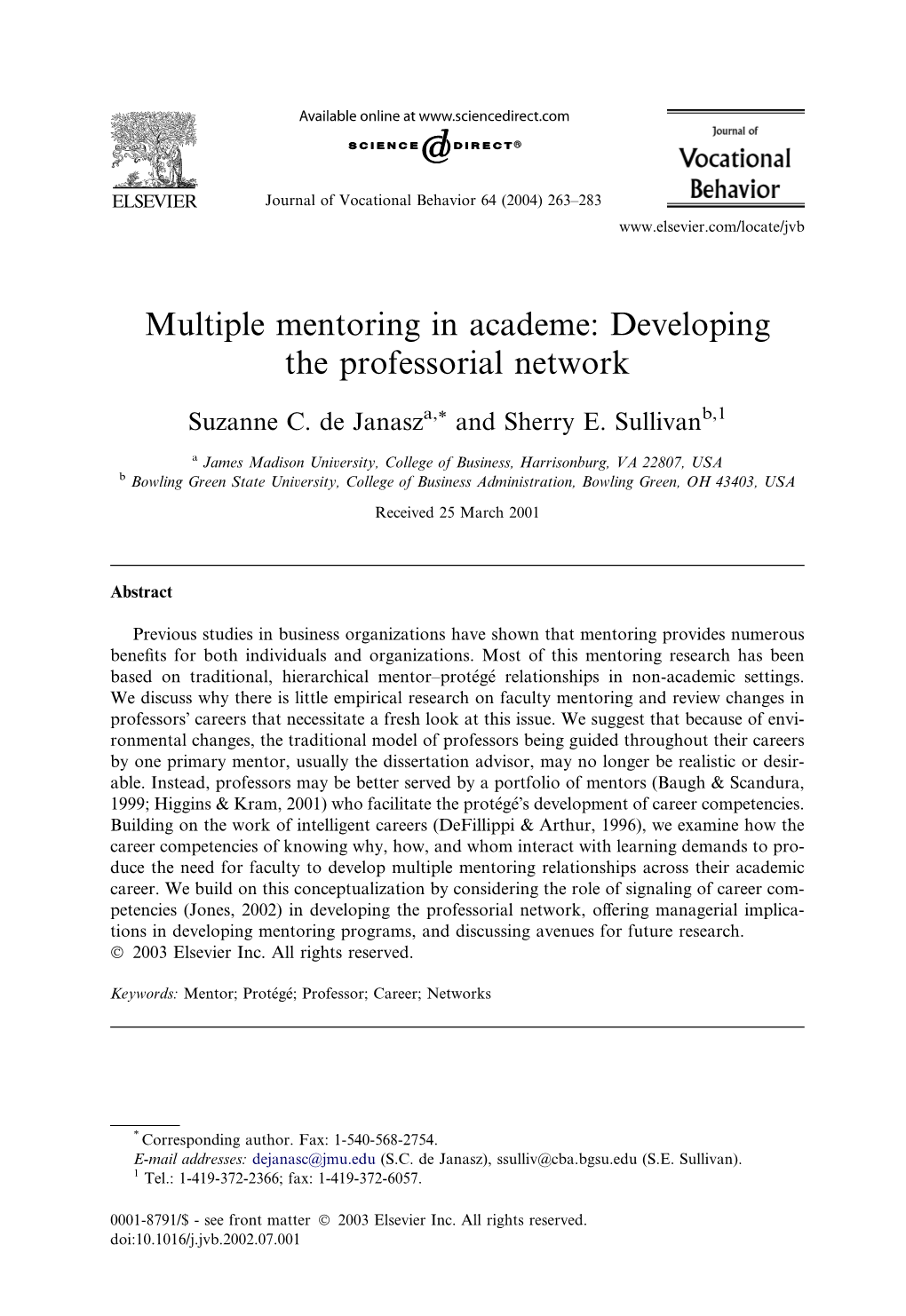 Multiple Mentoring in Academe: Developing the Professorial Network