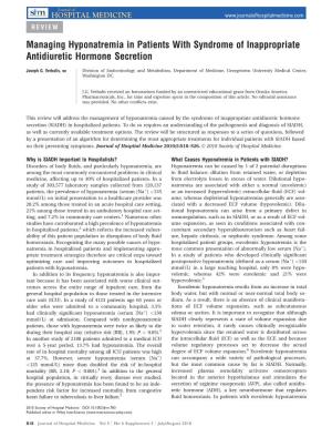 Managing Hyponatremia in Patients with Syndrome of Inappropriate Antidiuretic Hormone Secretion